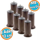 Mobilya Kanepe Baza Koltuk Yükseltici Destek Ayağı Metal M8 Civata Kahvrengi 12 Cm Ayak (8 Adet)