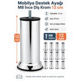 Mobilya Kanepe Koltuk Baza Yatak Çekyat Yükseltme Ayağı M8 Ince Diş Metal Ayakları 12 Cm 12 Adet