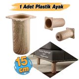 Mobilya Kanepe Koltuk Baza Yükseltici Yükseltme Ayağı Ayakları Plastik Doğal Meşe Renk 15 Cm