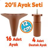Mobilya Kanepe Koltuk Tv Ünitesi Yükseltici Destek Ayağı Ayakları 12 Cm Kahve 20'Li Set