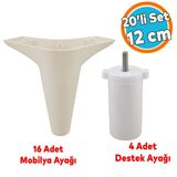 Mobilya Kanepe Koltuk Tv Ünitesi Yükseltici Destek Ayağı Ayakları 12 Cm Krem 20'Li Set