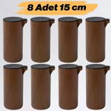 Mobilya Kanepe Koltuk Yatak Baza Yükseltme Ayağı Ayakları 8 Adet Plastik Kubik Kestane Kahvesi 15 Cm