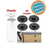Mobilya Kanepe Masa Baza Sehpa Montaj Ayagi Yuvarlak Plastik Baglanti Aparati M8 Civatali Tabani 4 Adet