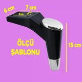 Mobilya Kanepe Sehpa Tv Ünitesi Koltuk Ayağı 15 Cm Siyah Krom Baza Ayakları