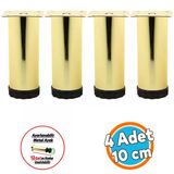 Mobilya Kanepe Sehpa Tv Ünitesi Koltuk Ayağı Ayarlanabilir 10 Cm Gold Altın Metal Baza Ayak 4 Adet