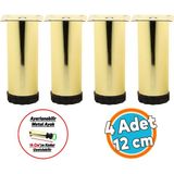 Mobilya Kanepe Sehpa Tv Ünitesi Koltuk Ayağı Ayarlanabilir 12 cm Gold Altın Metal Baza Ayak 4 Adet