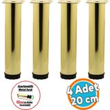 Mobilya Kanepe Sehpa Tv Ünitesi Koltuk Ayağı Ayarlanabilir 20 Cm Gold Altın Metal Baza Ayak 4 Adet