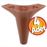 Mobilya Kanepe Sehpa Ünite Koltuk Ayağı Ahşap Desenli 12 Cm Kahverengi Baza Ayak ( 4 Adet)