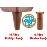 Mobilya Koltuk Kanepe Tv Ünitesi Yükseltme Destek Ayağı 14 cm Kahve Ayakları 20'li Set - Kahverengi