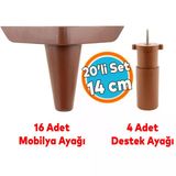 Mobilya Koltuk Kanepe Tv Ünitesi Yükseltme Destek Ayağı 14 Cm Kahve Ayakları 20'Li Set
