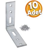 Mobilya Köşe Bağlantı Sabitleme L Demir Deprem Dolap Duvar Birleştirme Gönye 65x65x20 mm (10 ADET)