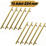 Mobilya Kulp Mutfak Dolap Çekmece Dolabı Kapak Kulpları Gold Altın 224 mm 22.4 cm Metal (10 Adet)