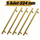 Mobilya Kulp Mutfak Dolap Çekmece Dolabı Kapak Kulpları Gold Altın 224 Mm 22.4 Cm Metal (5 Adet)