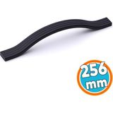 Mobilya Kulpu 256 mm Vida Aralığı Paslanmaz Sağlam Uzun Ömürlü Tasarım Siyah Çizgili Metal