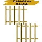 Mobilya Kulpu Mutfak Çekmece Dolap Dolabı Kapak Kulpları Kulbu Gold Altın 160 mm 16 cm Metal 10 Adet