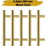 Mobilya Kulpu Mutfak Çekmece Dolap Dolabı Kapak Kulpları Kulbu Gold Altın 160MM 16 cm Metal (5 Adet)