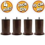 Mobilya Metal Kanepe Baza Koltuk Destek Ayağı M8 Civata Kahverengi Metal Ayak 10 Cm ( 4 Adet)
