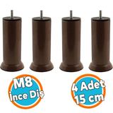 Mobilya Metal Yatak Kanepe Baza Koltuk Orta Destek Ayağı M8 Civata Kahverengi Metal Ayak 15 Cm 4 Adet