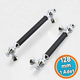 Mobilya Mutfak Çekmece Dolap Dolabı Kapak Kulbu Kulpları Kulpu 128 Mm12.8 Cm Krom Siyah Metal