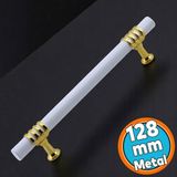 Mobilya Mutfak Dolabı Çekmece Dolap Kulpları Kapak Kulpu Kulbu Beyaz Altın 128 mm Metal KULP12.8 cm - Beyaz - Gold