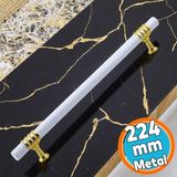 Mobilya Mutfak Dolabı Çekmece Dolap Kulpları Kapak Kulpu Kulbu Beyaz Altın 224 mm Metal Kulp(22.4 Cm) - Beyaz - Gold