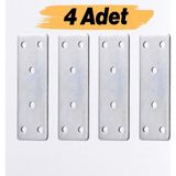 Mobilya Sabitleme Köşe Bağlantı Demiri 30X90 mm 4 Adet Set Düz Metal Gönye Dolap Kitaplık Vestiyer - Gri - 1