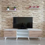 Mobilya Sepeti MS 80 MDF Raflı Beyaz Ceviz TV Ünitesi