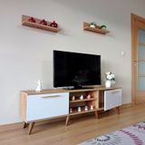 Mobilya Sepeti Ms 85 Mdf Tv Ünitesi Dolabı Raflı Ceviz Beyaz