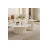 Mobilya Stant Most Bohem Orta Sehpa Beyaz 2'li Set %100 Ahşap 85 Cm. Çap (EVİNİZE TESLİM)
