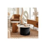 Mobilya Stant Most Bohem Orta Sehpa Siyah-ceviz 2'li Set %100 Ahşap 85 Cm. Çap (EVİNİZE TESLİM)