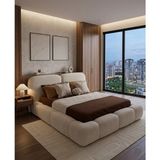 Mobilya Stant Most Cosmo Premium Bazalı Karyola Kırık Beyaz Kadife Kumaş 160X200 Yatak Içindir(Kurulum Dahil) - 160 × 200 cm