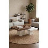 Mobilya Stant Most Marmoris Mermer Görünümlü Ceviz Aytaşı %100 Mdf Orta Sehpa Set (Evinize Teslim)
