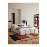 Mobilya Stant Most Oktagon Bazalı Karyola Beyaz Bukle Kumaş İşbir Kuştüyü Sünger 180x200 Yatak İçin(Kurulum Dahil)