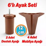 Mobilya Tv Ünitesi Çekyat Koltuk Kanepe Destek Ayağı 12 Cm 6'Lı Set Kahverengi Baza Ayak