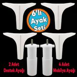 Mobilya Tv Ünitesi Çekyat Koltuk Kanepe Destek Ayağı 14 Cm Beyaz Baza Ayakları M8 6'Lı Set
