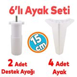 Mobilya Tv Unitesi Cekyat Koltuk Kanepe Yukseltici Destek Ayagi 15 Cm Beyaz Baza Ayak 6'Li Set