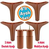 Mobilya Tv Ünitesi Koltuk Kanepe Destek Ayağı 14 Cm Ahşap Desenli Baza Ayakları 6'Lı Set