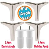 Mobilya Tv Ünitesi Koltuk Kanepe Destek Ayağı 14 Cm Krom Baza Ayakları M8 Destek 6'Lı Set