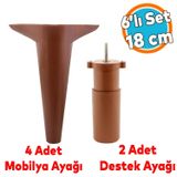 Mobilya Tv Ünitesi Koltuk Kanepe Destek Ayağı 18 Cm Ahşap Desenli Konsol Ayak 6'Lı Set