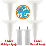 Mobilya Tv Ünitesi Koltuk Kanepe Konsol Destek Ayağı Ayakları 18 cm Beyaz M8 6'lı Set