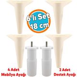 Mobilya Tv Ünitesi Koltuk Kanepe Konsol Destek Ayağı Ayakları 18 Cm Krem M8 6'Lı Set