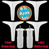 Mobilya Tv Ünitesi Konsol Koltuk Kanepe Destek Ayağı 17 Cm Beyaz Ayakları M8 Destek 6'Lı Set