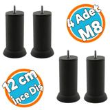 Mobilya Yüksletici Baza Metal Kanepe Koltuk Destek Ayağı M8 Civatalı İnce Diş Siyah Metal Ayak 12 Cm (4 Adet)