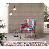 Mobilyabazari Liya Patchwork Çay Seti Tekli Koltuk, Berjer (salon, Balkon, Cafe Ofis) Çok Renkli