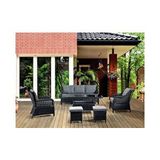 Mobilyabazari Rondi Siyah Rattan Bahçe Mobilyası (salon, Balkon, Cafe Ofis) 3+1+1+2puf+masa Naturel