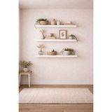 Mobilyacın 30 Mm 3'lü Uçan Duvar Rafı Set Gizli Raf- Beyaz 15x30