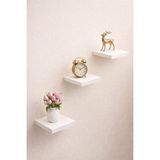 mobilyacın 3'lü Uçan Duvar Rafı Set Gizli Raf- Beyaz 15x15