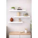 Mobilyacın 3'lü Uçan Duvar Rafı Set Gizli Raf- Beyaz 15x40