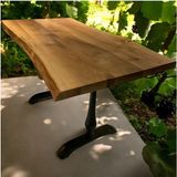Mobilyacın Cafe Masa Ahşap Kütük Masa Damla Ayak 160X80 - Ceviz