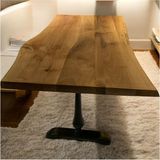 Mobilyacın Cafe Masa Ahşap Kütük Masa Damla Ayak 180X90 - Ceviz - 180 X 90